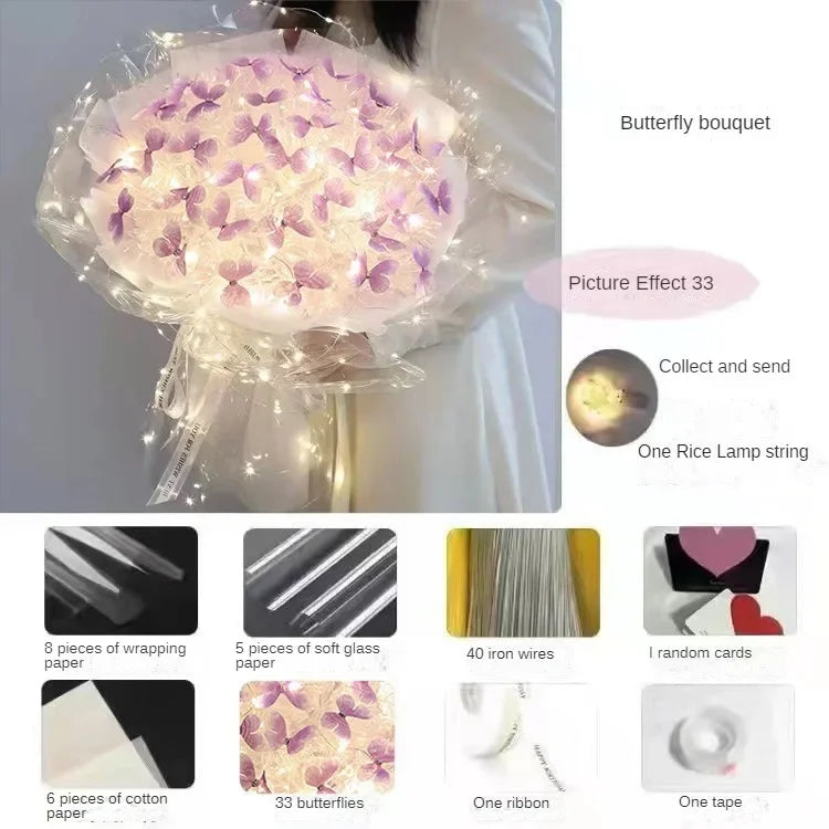 Butterfly Bouquet DIY – Handmade Artificial Flowers, Thoughtful Gift for Girlfriend, Birthday, Proposal & Wedding Decoration