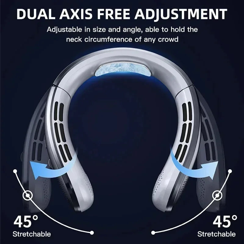 8000mAh Bladeless Neck Fan - Rechargeable Portable Cooling Fan with LED Display for Outdoor Use