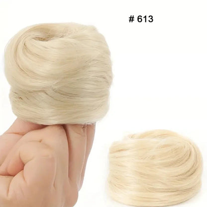 100% Human Hair Bun Ponytail Hairpiece – Brazilian Hair Scrunchie Updo, Donut Chignon Hair Extension for Women