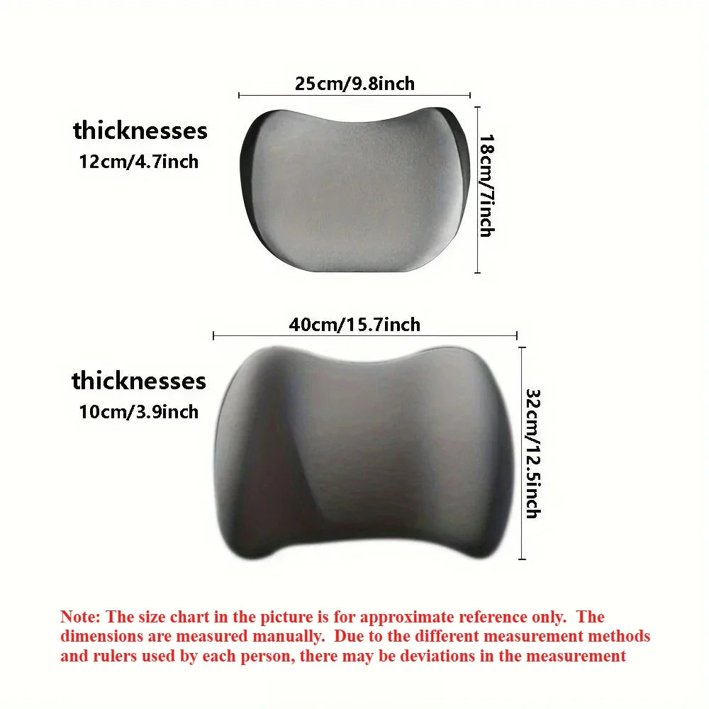 Memory Foam Car Headrest & Lumbar Support Cushion – Ergonomic Neck and Back Pillow for Car & Office Chair