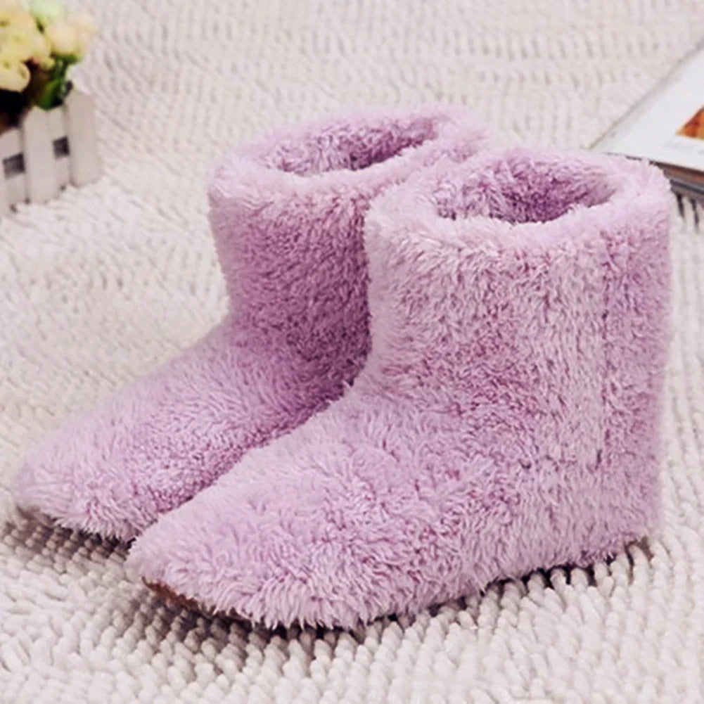 Winter USB Electric Heated Shoes – Plush, Washable Foot Warmers for Men & Women, Indoor & Outdoor Use