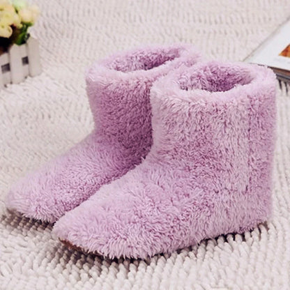 Winter USB Electric Heated Shoes – Plush, Washable Foot Warmers for Men & Women, Indoor & Outdoor Use