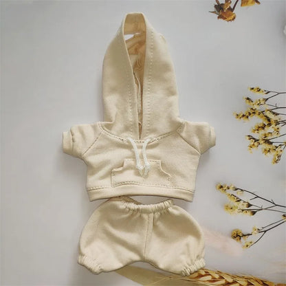 Labubu Casual Sweatsuit Set for 15/17cm Dolls — Comfy Doll Clothes with Ribbed Hem Details