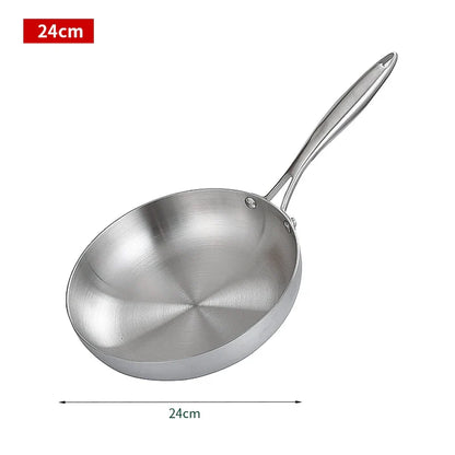 304 Stainless Steel Frying Pan – Non-Stick Skillet for Steak, Gas & Induction Cooking