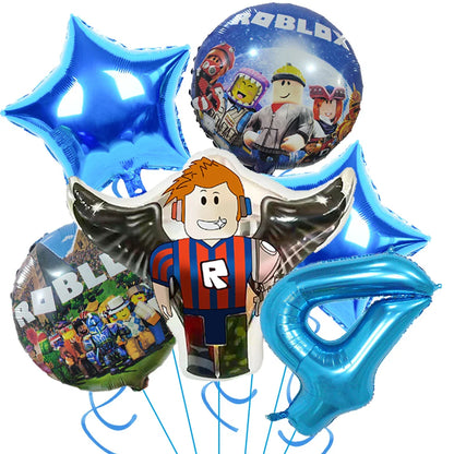Roblox Birthday Party Supplies — Balloons, Disposable Tableware & Backdrop for Kids’ Party or Baby Shower