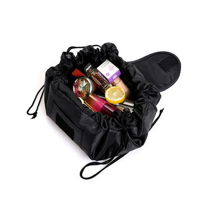 50X62CM Drawstring Elastic Makeup Storage Bag - Women's Portable Travel Black Handbag with Large Capacity, Trendy Storage Bags