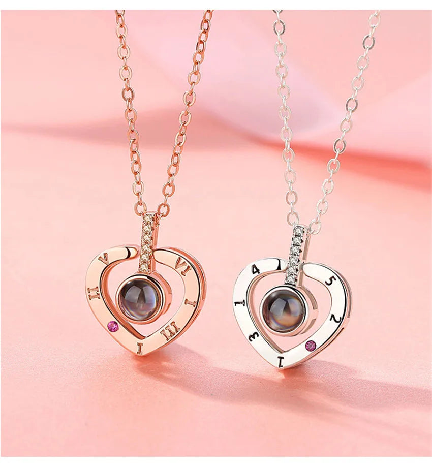 Projection Necklace - 100 Languages 'I Love You' Pendant Necklaces for Lover, Girlfriend - Creative Couple Romantic Jewelry Gifts 2024