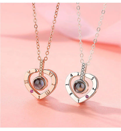 Projection Necklace - 100 Languages 'I Love You' Pendant Necklaces for Lover, Girlfriend - Creative Couple Romantic Jewelry Gifts 2024