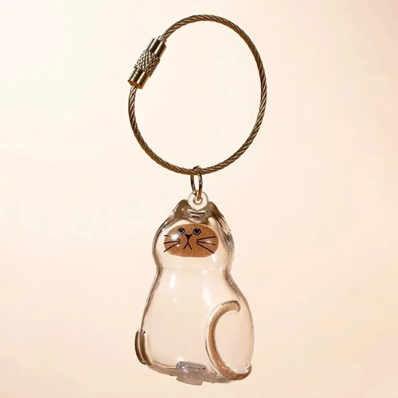 Ginger Cat Keychain Pendant – Siamese Calico Backpack Charm, Hair Storage Box Hanging Pet Grooming Travel Accessory