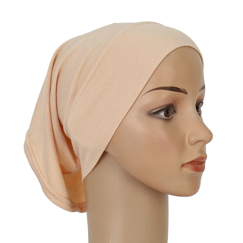 Cotton Modal Inner Hijab Undercap – Soft Stretch Muslim Turban, Islamic Underscarf Bonnet & Tube Cap for Women