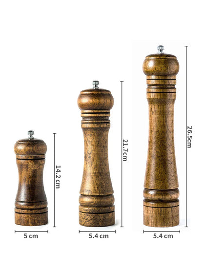 Solid Wood Salt and Pepper Grinder Set: 5", 8", 10" - Adjustable Ceramic Grinder, Kitchen Cooking Tools