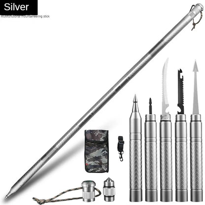 Professional Outdoor Mountaineering Stick – Multi-Function Metal Hiking & Survival Tool for Camping, Travel, and Self-Defense
