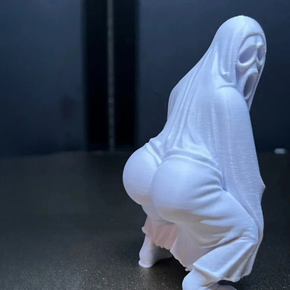 3D Printed Shake Butt Ghost Statue – Electric Dancing Ghost Face Killer, Scream & Fun Halloween Parody Gift