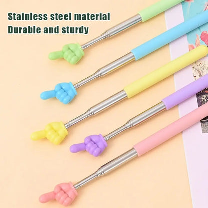 Stainless Steel Telescopic Teaching Pointer – Finger-Design Reading & Presentation Stick for School & Office Supplies