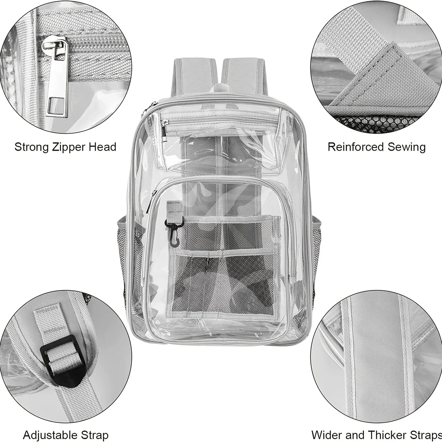 Clear PVC Backpack – Large Heavy Duty See-Through Bookbag with Reinforced Straps for School