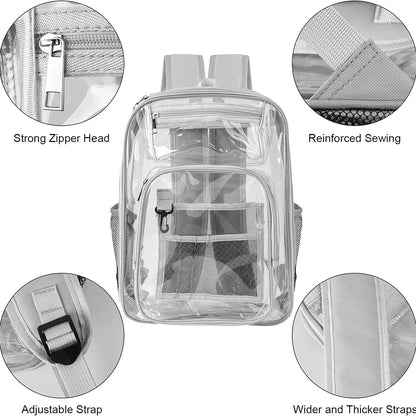Clear PVC Backpack – Large Heavy Duty See-Through Bookbag with Reinforced Straps for School