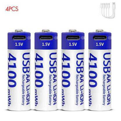 MATOV 1.5V 4100mWh AA Rechargeable Battery – USB Type-C Li-ion Battery for Remote Control, Smart Door Locks & Toys