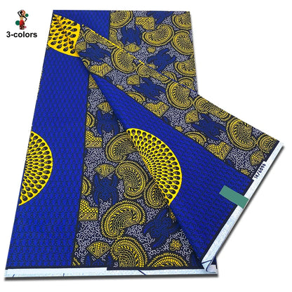 African Real Wax Print Fabric - 100% Cotton Soft Ankara Pagne Material for Dresses