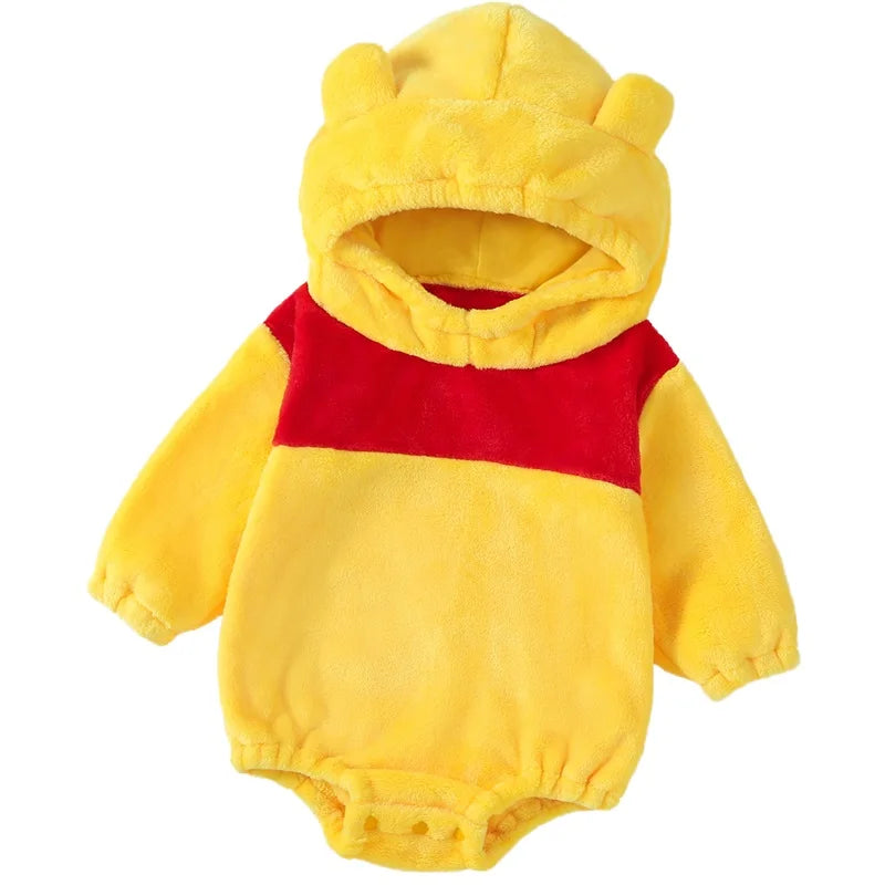 Baby Animal Hooded Romper — Flannel Costume Jumpsuit for Newborn Boys & Girls, Halloween Outfit