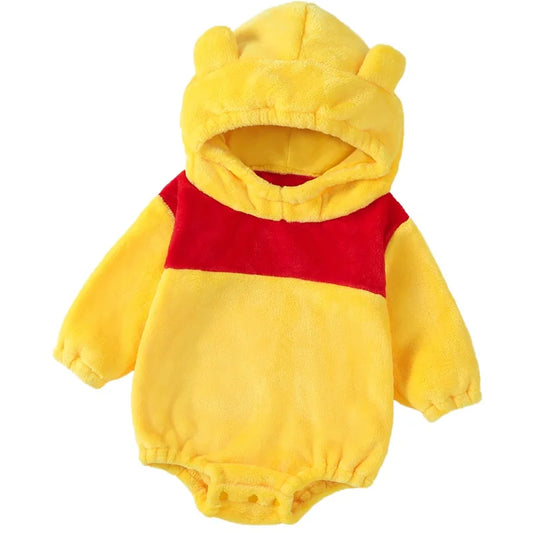 Baby Animal Hooded Romper — Flannel Costume Jumpsuit for Newborn Boys & Girls, Halloween Outfit