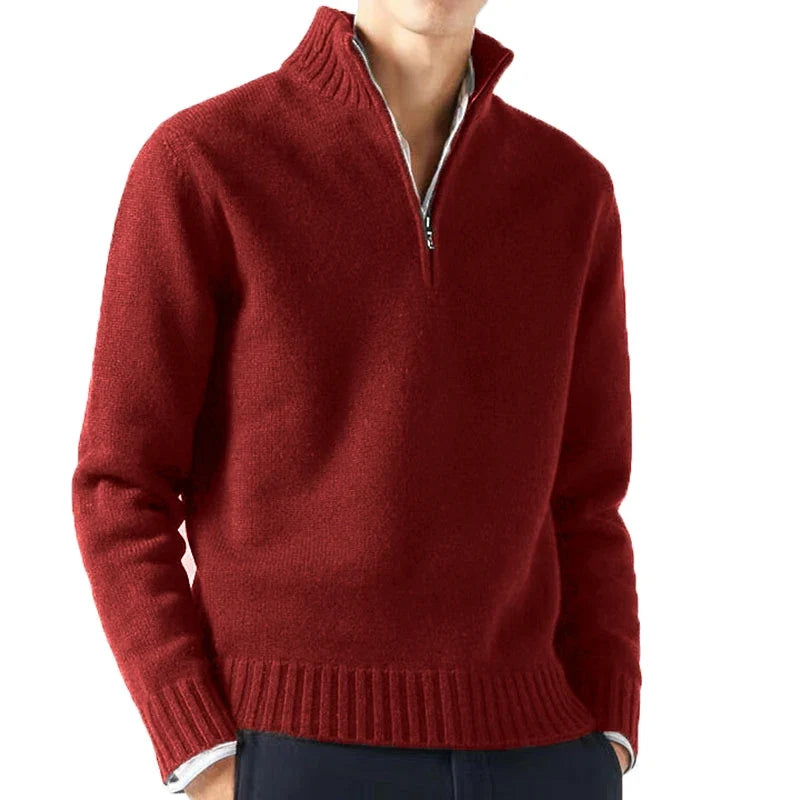 Men's Autumn Turtleneck Sweater - Solid Color Long Sleeve Knit Pullover Casual Warm Daily Coat