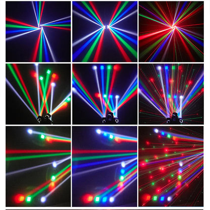 48W 4-Arm Mini Moving Head DJ Light – RGBW LED Disco Strobe with DMX512 for Party, Nightclub & Stage Effects