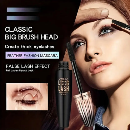 Waterproof 4D Mascara – Thick, Long, Smudge-Proof, Plump & Long-Lasting Curling for Large Eye Makeup, Makeup Tools