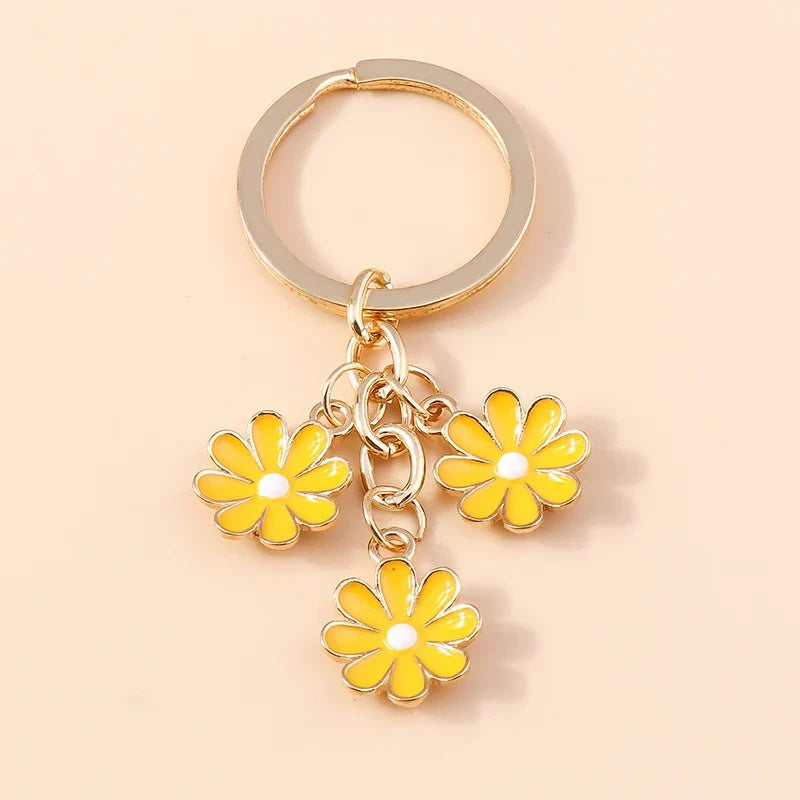Sakura Flower Enamel Keychain - Colorful Cute Key Ring Handbag Accessory Gift for Women & Girls