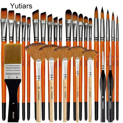 28/32PCS Acrylic Paint Brush Set – Premium Nylon Bristles with Round, Flat, Filbert, Fan & Detail Brushes for Art Painting