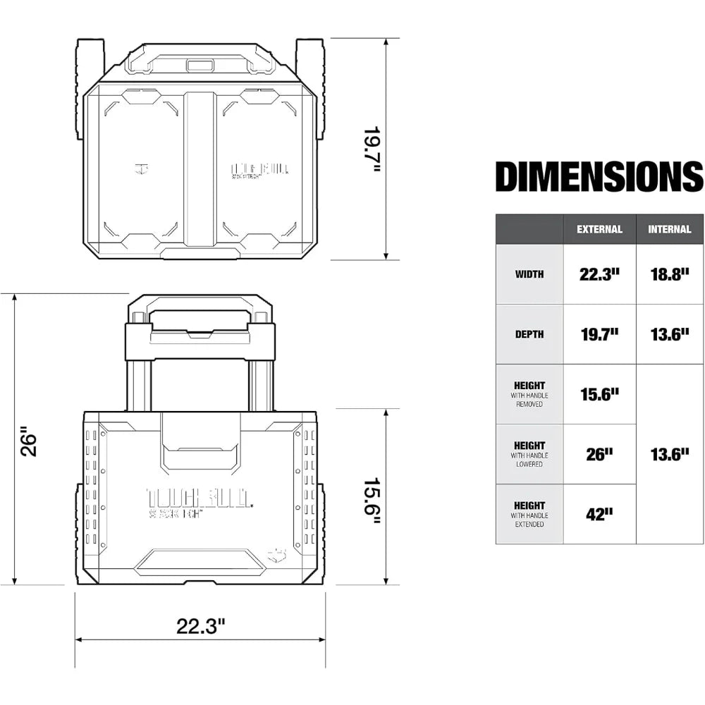 Portable 2-in-1 Rolling Toolbox – Stackable Design with Wheels, Black