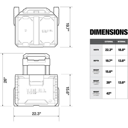 Portable 2-in-1 Rolling Toolbox – Stackable Design with Wheels, Black
