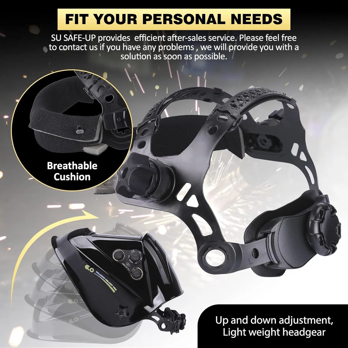Auto Darkening Welding Helmet – TRUE Color 1/1/1/1 Large View 100x97mm with 4 Sensors for MIG/MAG/MMA