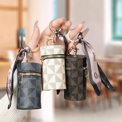 Plaid Mini Coin Purse - Compact Keychain Pendant Bag for Coins, Earbuds & Small Essentials