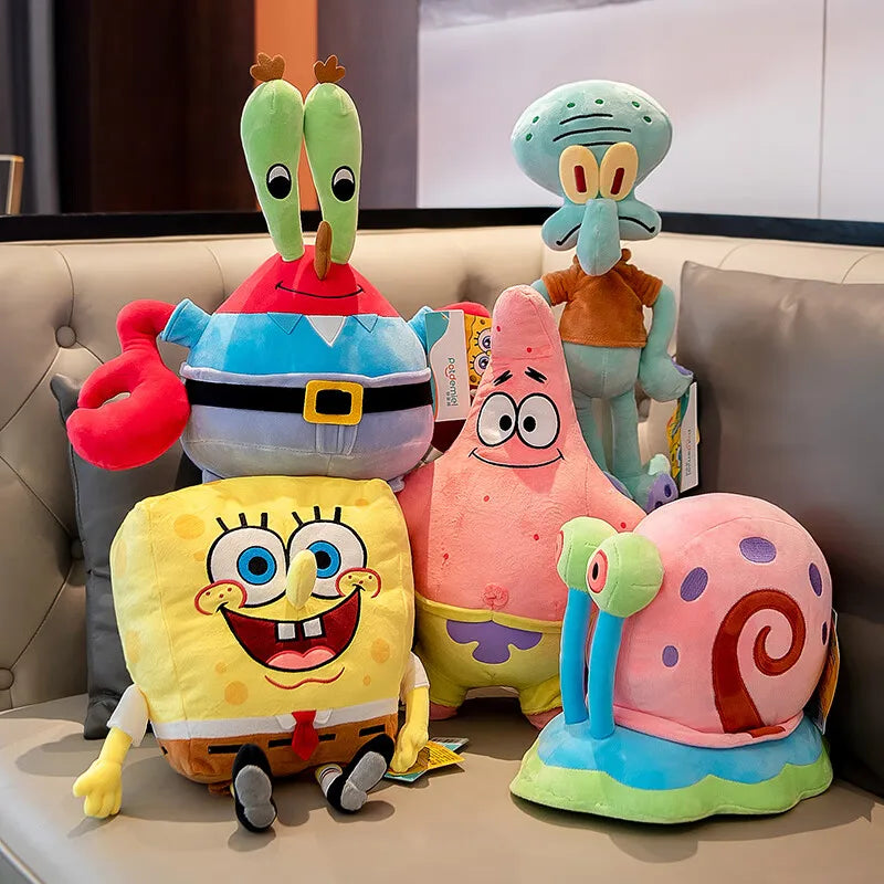 Anime Spongebob SquarePants Plush Toys – Patrick, Squidward, Mr. Krabs & Gary Stuffed Cartoon Toys, Birthday Gift for Kids