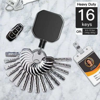 Heavy Duty Metal Retractable Carabiner Keychain: Belt Badge Reels Clip with Reinforced Steel Wire Cord - 28.3-Inch Extension
