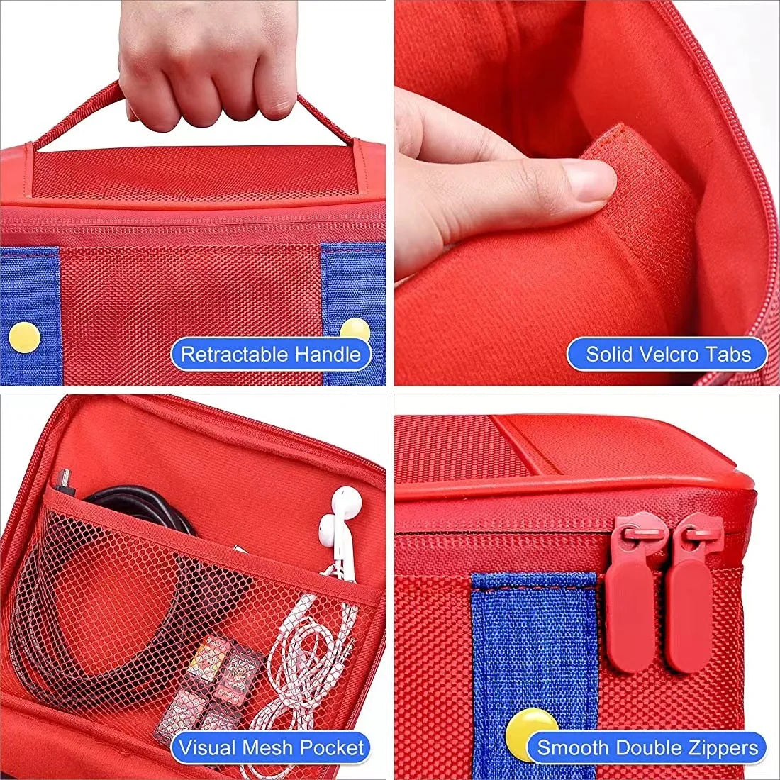 Large Carrying Protective Case for Nintendo Switch OLED Console & Pro Controller: Travel Storage Bag for Switch Accessories