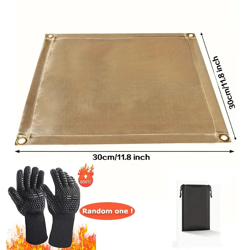 Outdoor Camping & BBQ Fire Protection Mat – High-Temperature Iron Fire Retardant Carpet for Picnic, Barbecue & Indoor Use