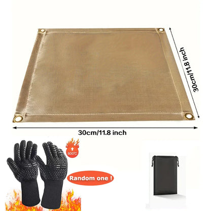 Outdoor Camping & BBQ Fire Protection Mat – High-Temperature Iron Fire Retardant Carpet for Picnic, Barbecue & Indoor Use