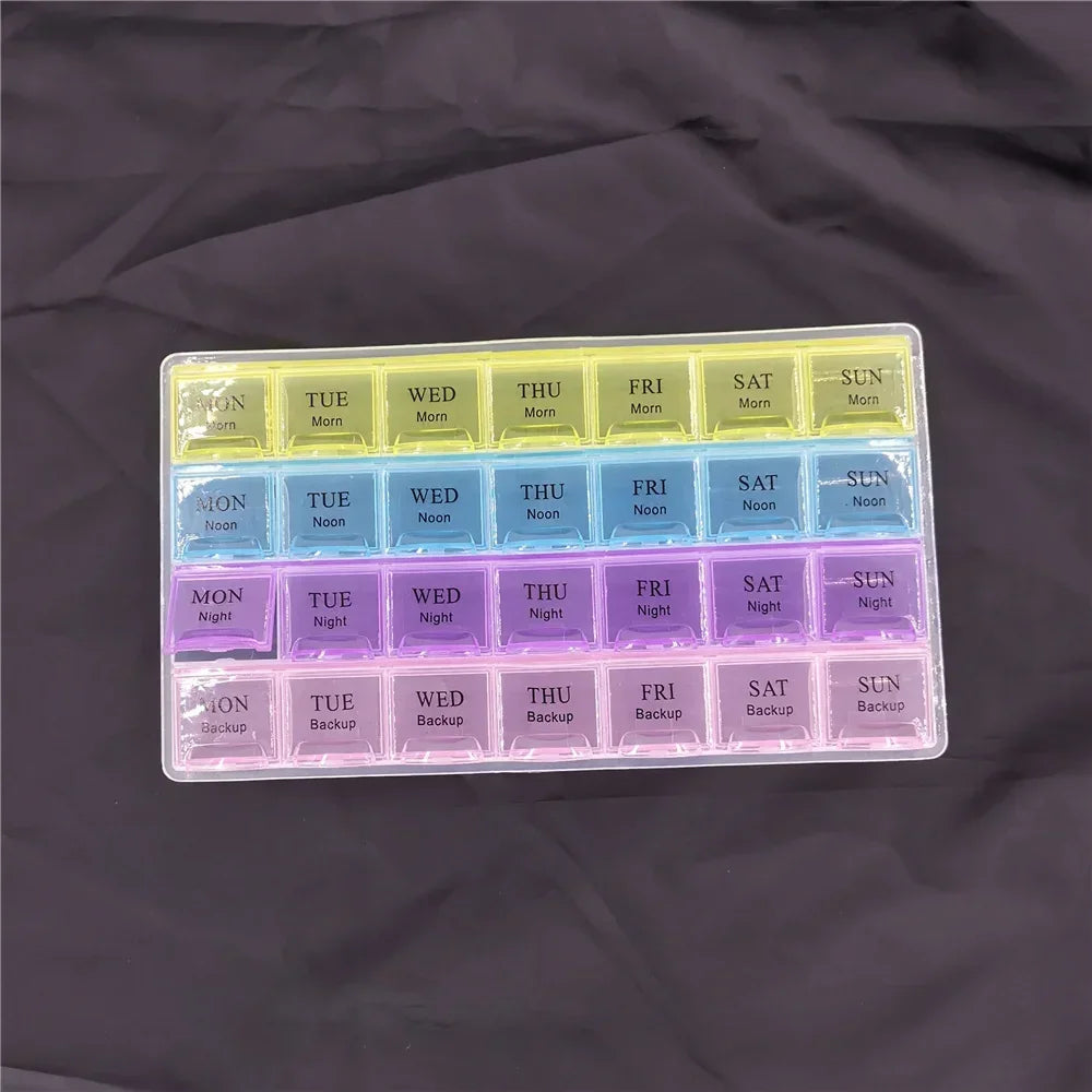 Weekly Pill Organizer Box – 2/3/4 Row Medicine Storage Container with Compartments for 7 Days