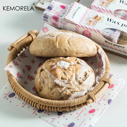 Wax Paper Food Wrappers 50Pcs/Lot | Food Grade Grease Paper for Bread, Sandwich, Burger | Oilpaper Baking Tool by KEMORELA