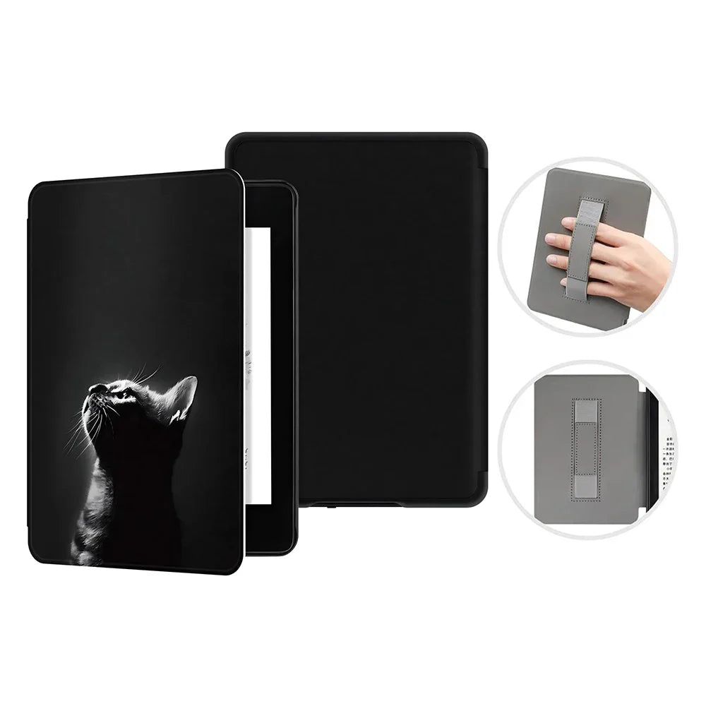 6" Kindle 11th Generation 2024 Case | PU Leather Ebook Cover with Hand Strap & Auto Wake Sleep