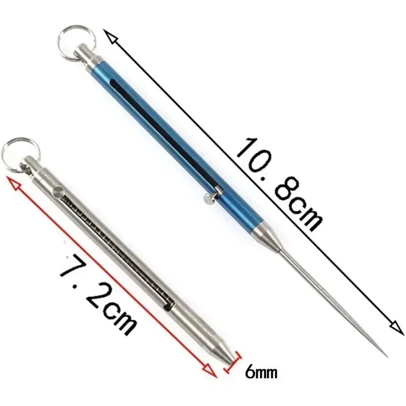 Black Titanium Alloy EDC Telescopic Toothpick Keychain – Camping Fruit Fork & Unpacking Tool Pendant Gift