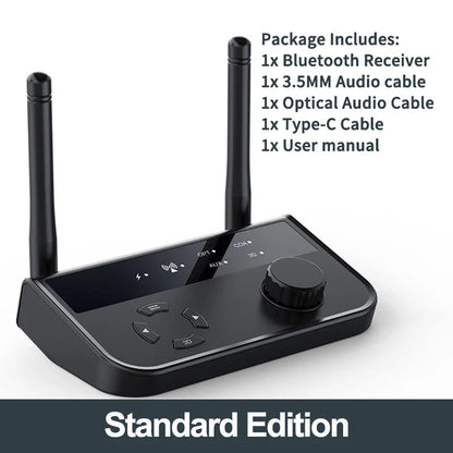 Bluetooth 5.3 3D Stereo Audio Receiver | Optical, Coaxial, 3.5mm AUX Output Wireless Adapter for Car Speakers