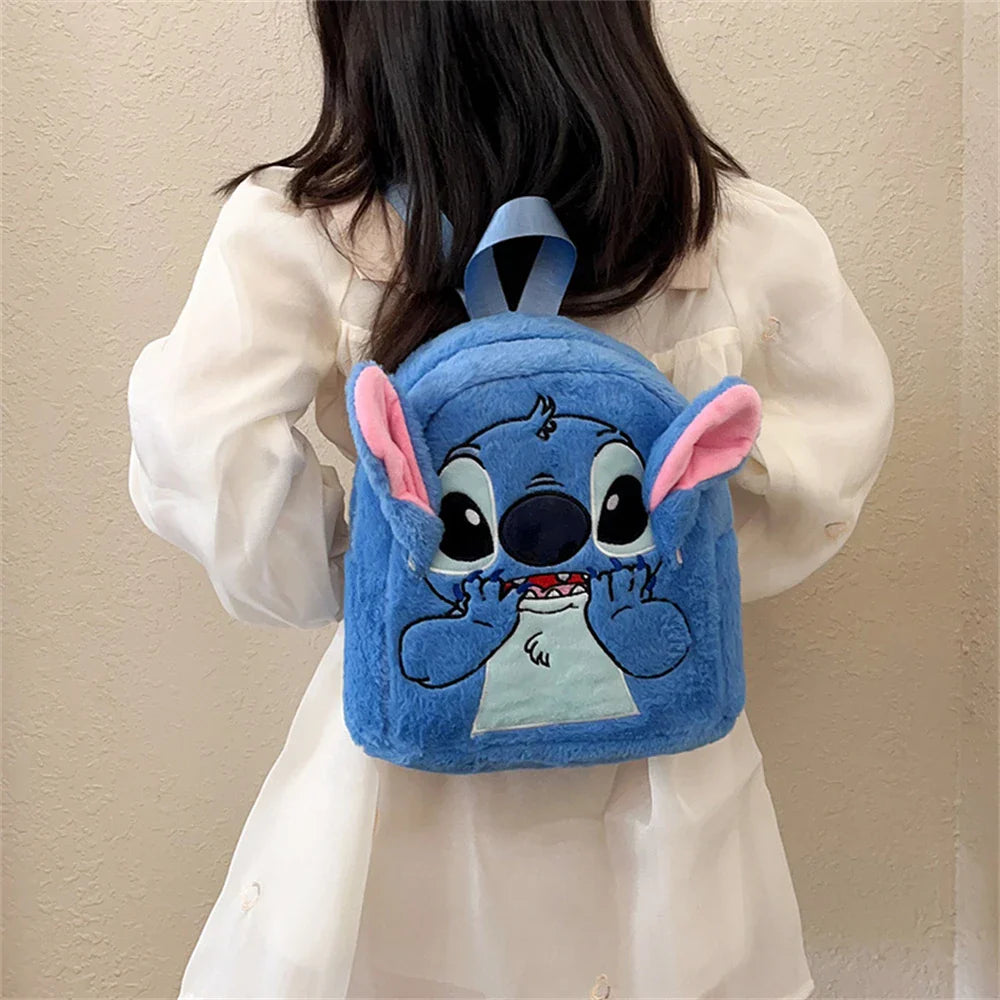 New Disney Plush Backpack – Japanese Blue Stitch Cartoon, Large-Capacity Student & Kindergarten Bag for Kids’ Gifts