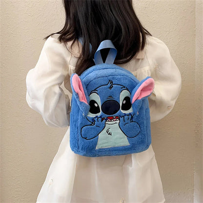 New Disney Plush Backpack – Japanese Blue Stitch Cartoon, Large-Capacity Student & Kindergarten Bag for Kids’ Gifts