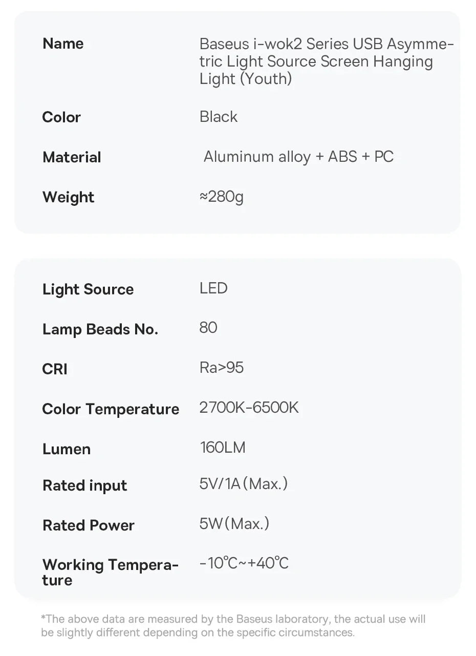Baseus Screen Light Desk Lamp – USB Hanging LED Light for Computer Monitor, Laptop, and Study Reading