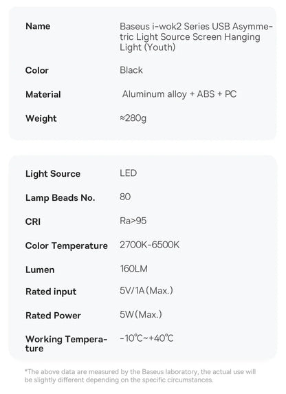 Baseus Screen Light Desk Lamp – USB Hanging LED Light for Computer Monitor, Laptop, and Study Reading