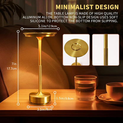 Wireless LED Touch Sensor Table Lamp - Rechargeable Desktop Night Light for Bedroom, Hotel, Bar & Restaurant Decor
