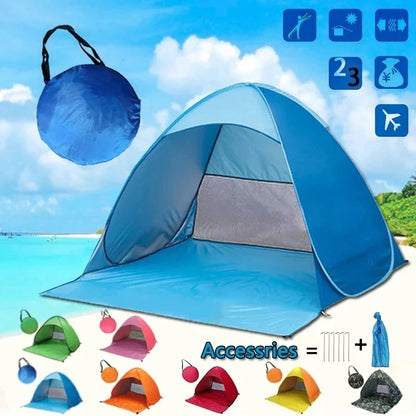 Automatic Instant Pop Up Tent - Portable Beach Tent Lightweight Outdoor UV Protection - Camping Fishing Sun Shelter