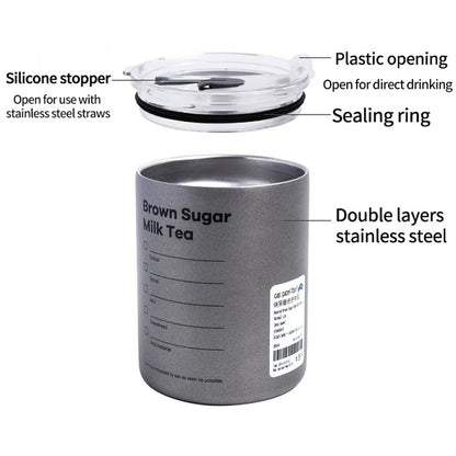 600ml Portable Stainless Steel Thermos Cup - Leak-proof Coffee Mug with Straw, Insulated Water Bottle for Drinkware